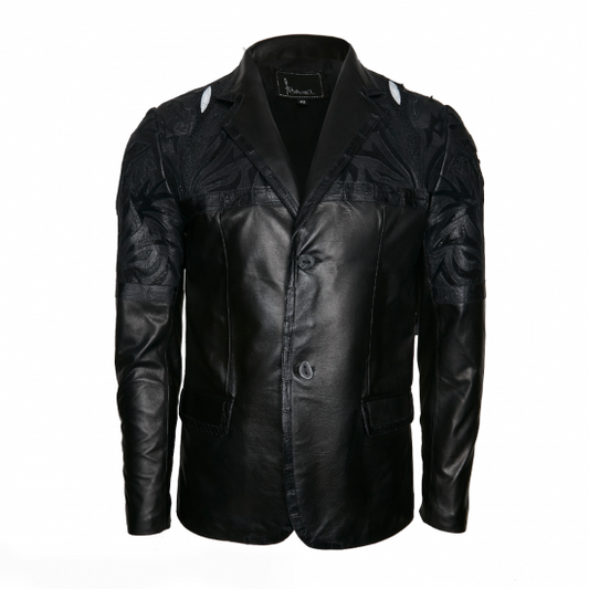 Leather jacket with stingray and lizard