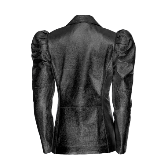 Metallic Sheepskin Jacket with Puffed Shoulders