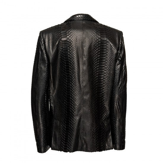 Python Snakeskin Leather Lapel Jacket