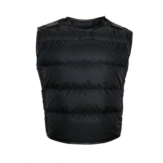 Chaleco de nailon acolchado con detalles de piel de oveja