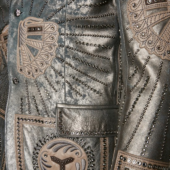 Vintage Sheepskin Leather Embroidered Jacket