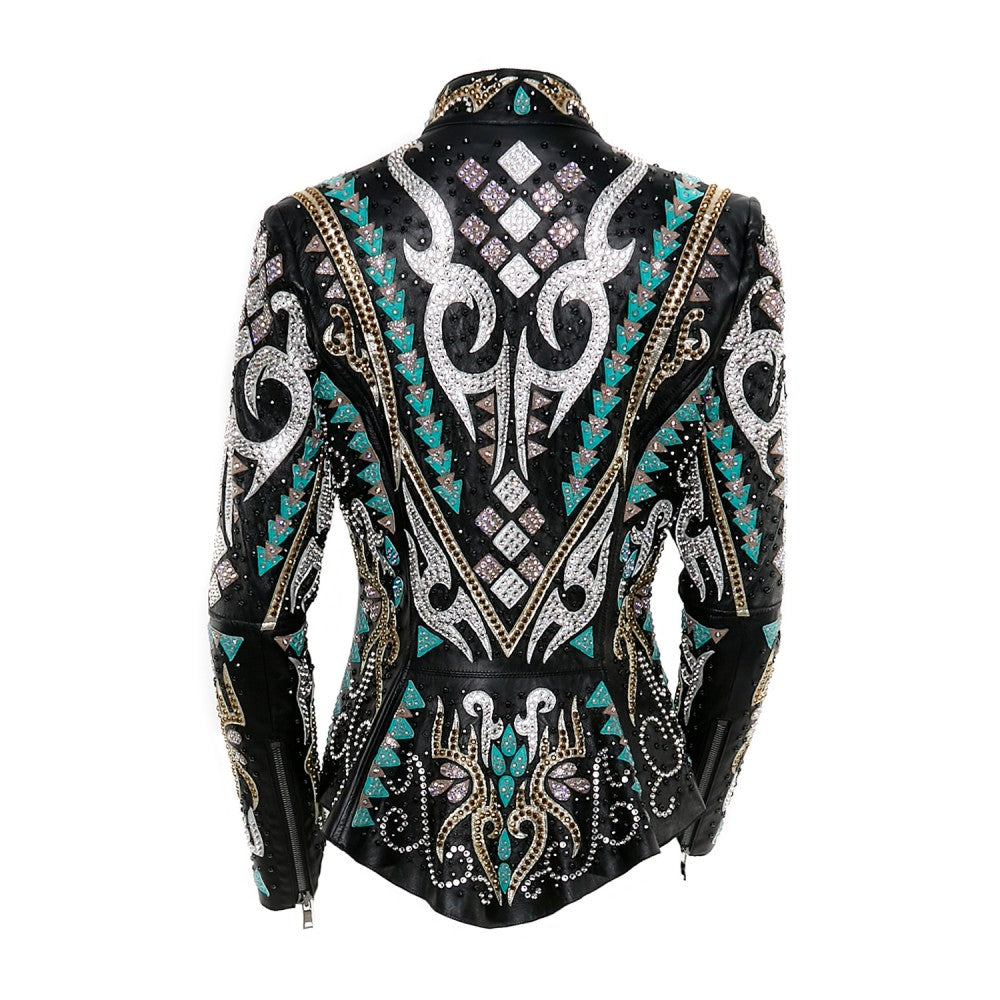 Sheepskin Leather Jacket with Swarovski Crystal Embellishments