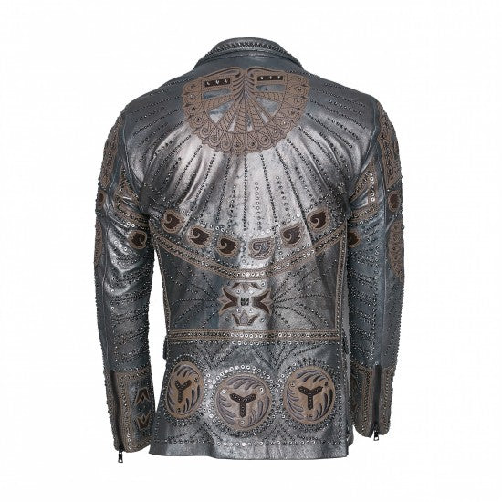 Vintage Sheepskin Leather Embroidered Jacket