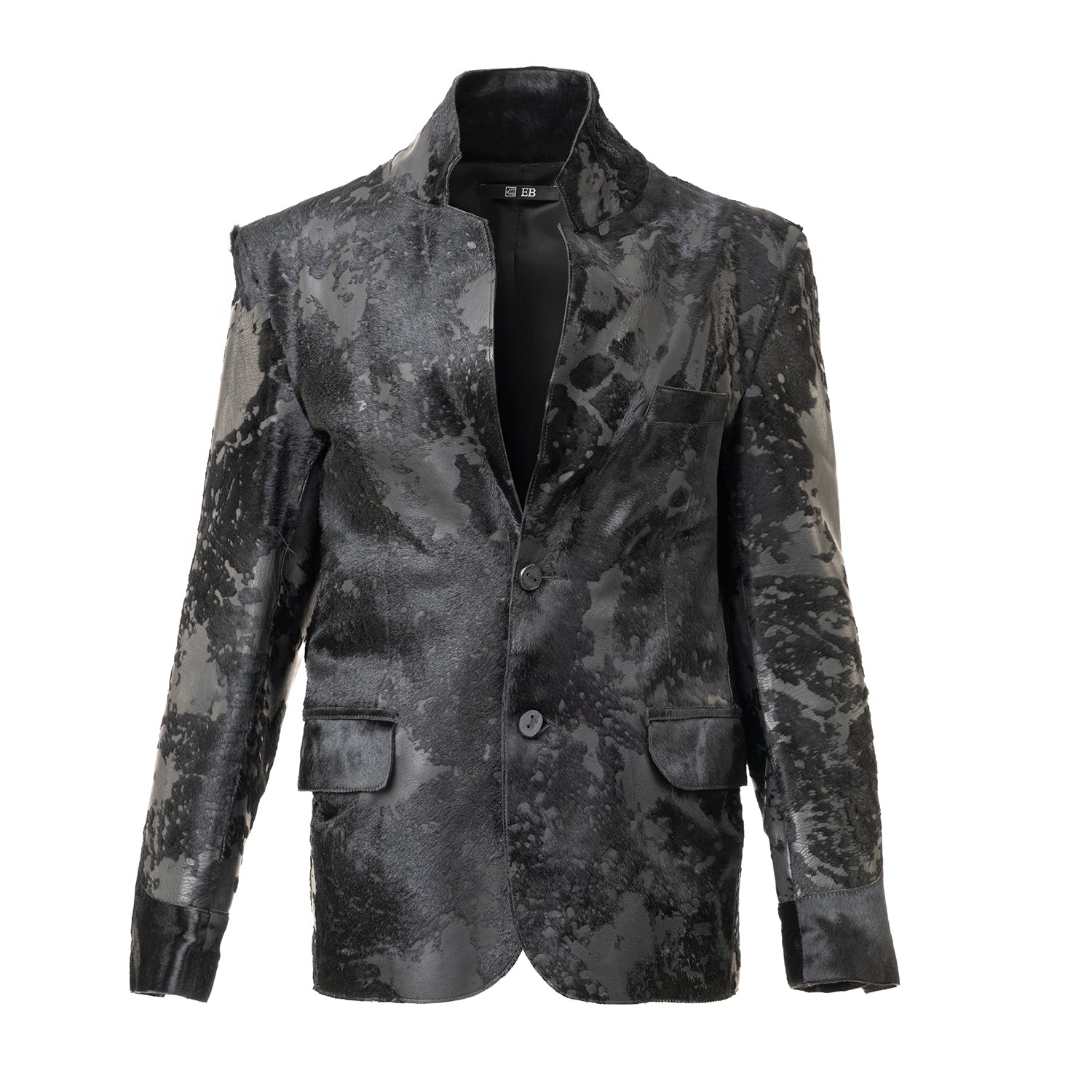 Acid-Treated Calfskin Leather Blazer
