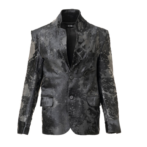 Acid-Treated Calfskin Leather Blazer