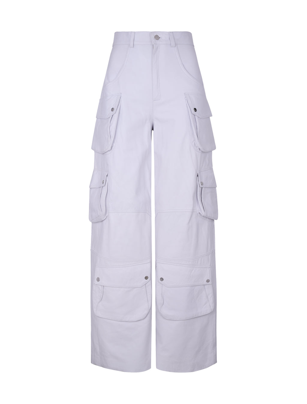 High Waisted Leather Wide Leg Cargo Pants