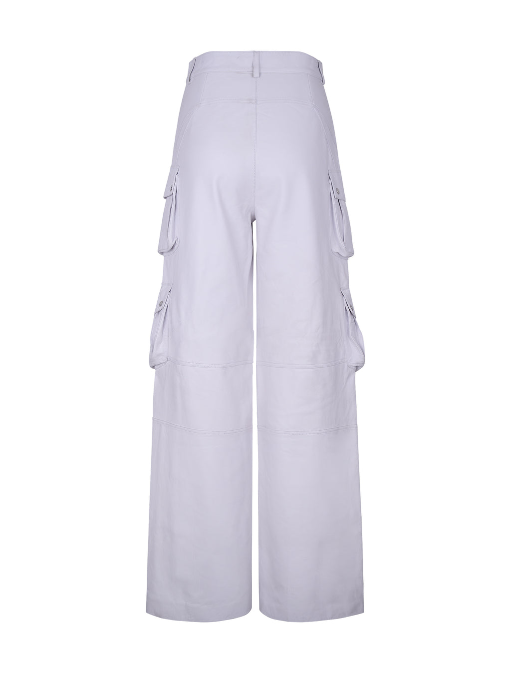 High Waisted Leather Wide Leg Cargo Pants