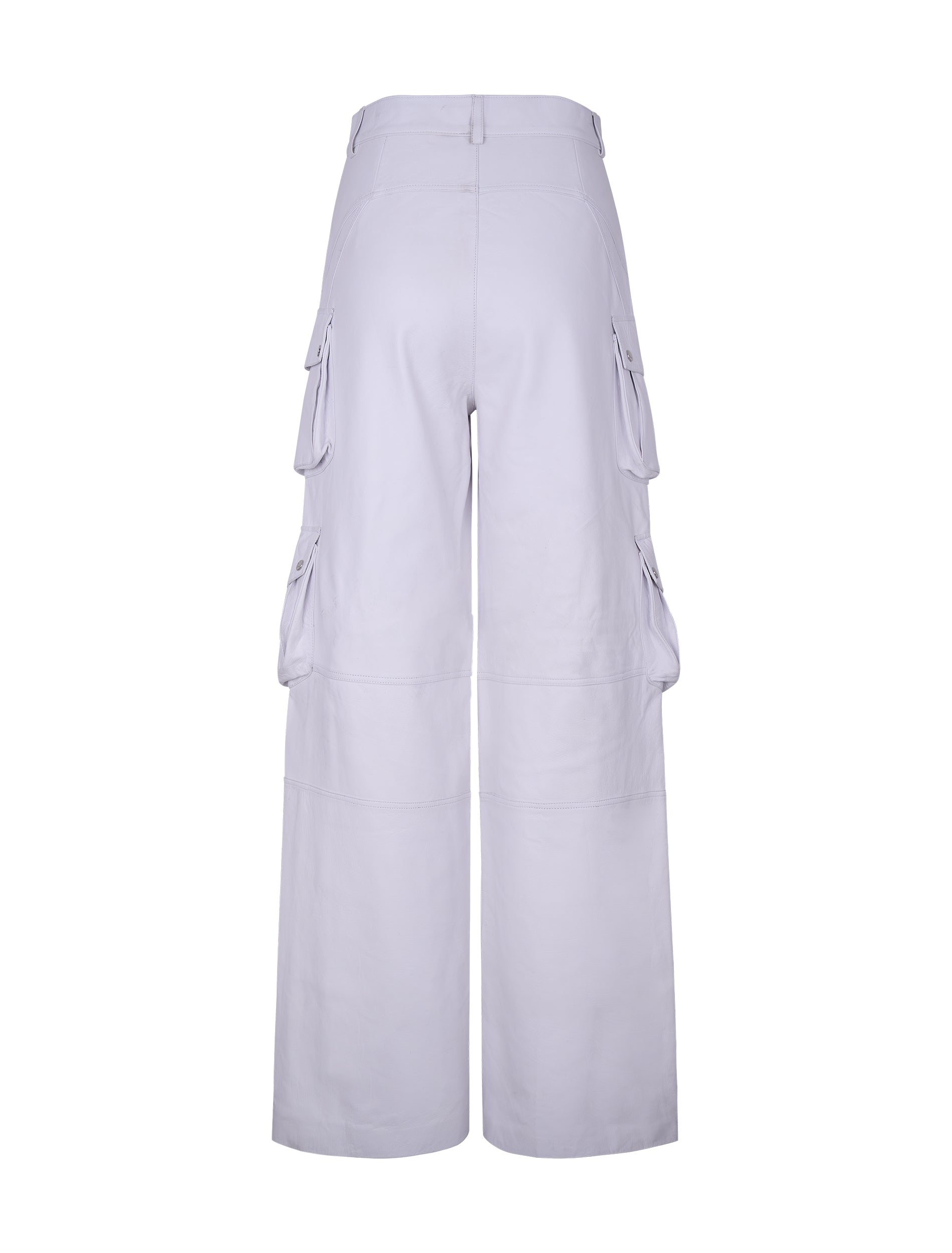 High Waisted Leather Wide Leg Cargo Pants