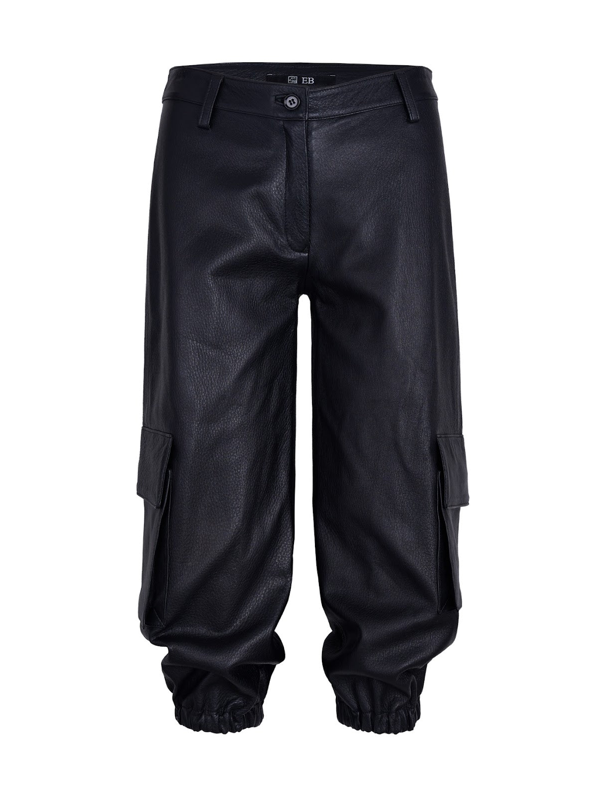 Black Genuine Leather Cargo Pants