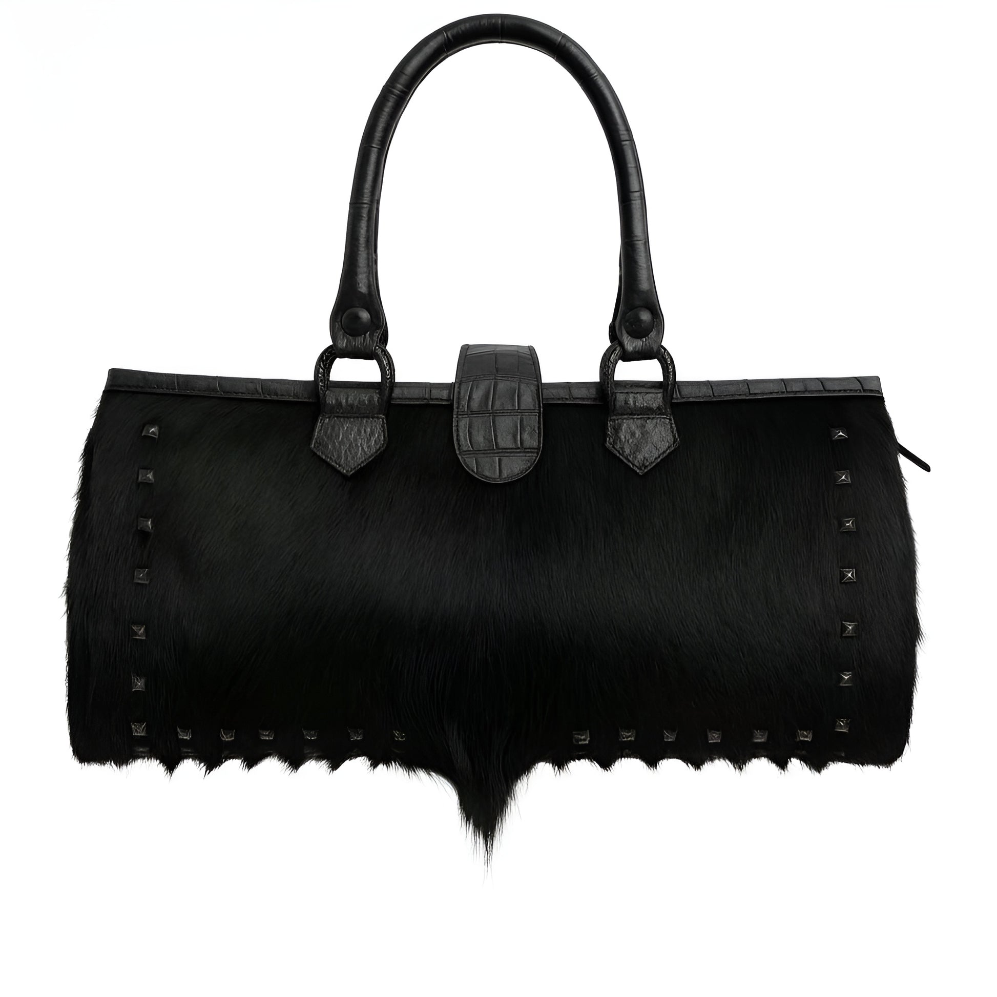 Gazelle Leather Handbag with Alligator Handles