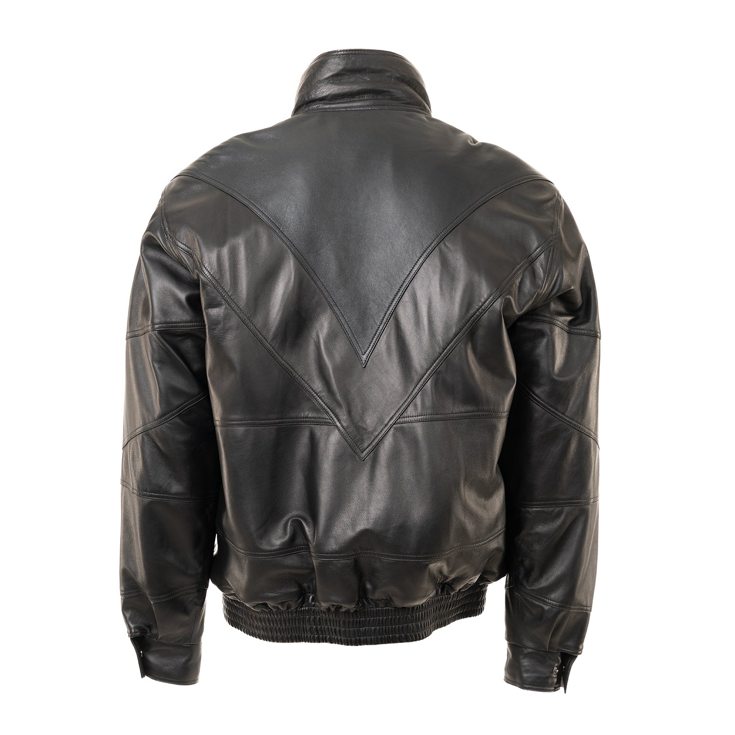 Lamb Leather Jacket with Geometric Paneling