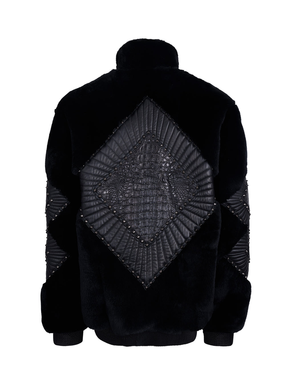 Rex Rabbit Fur Jacket with Caiman Leather Appliqués