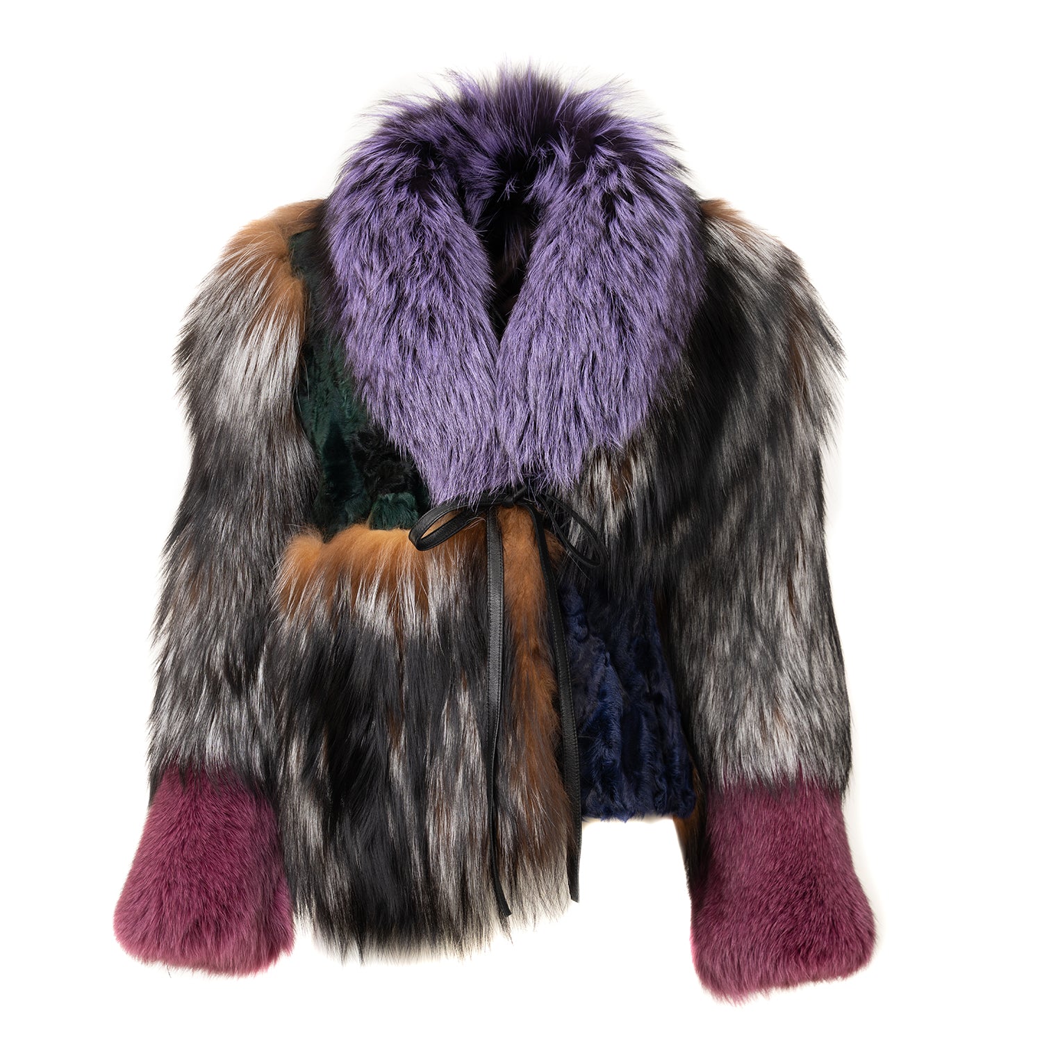 Fox Fur Jacket with Astrakhan Lamb Accents