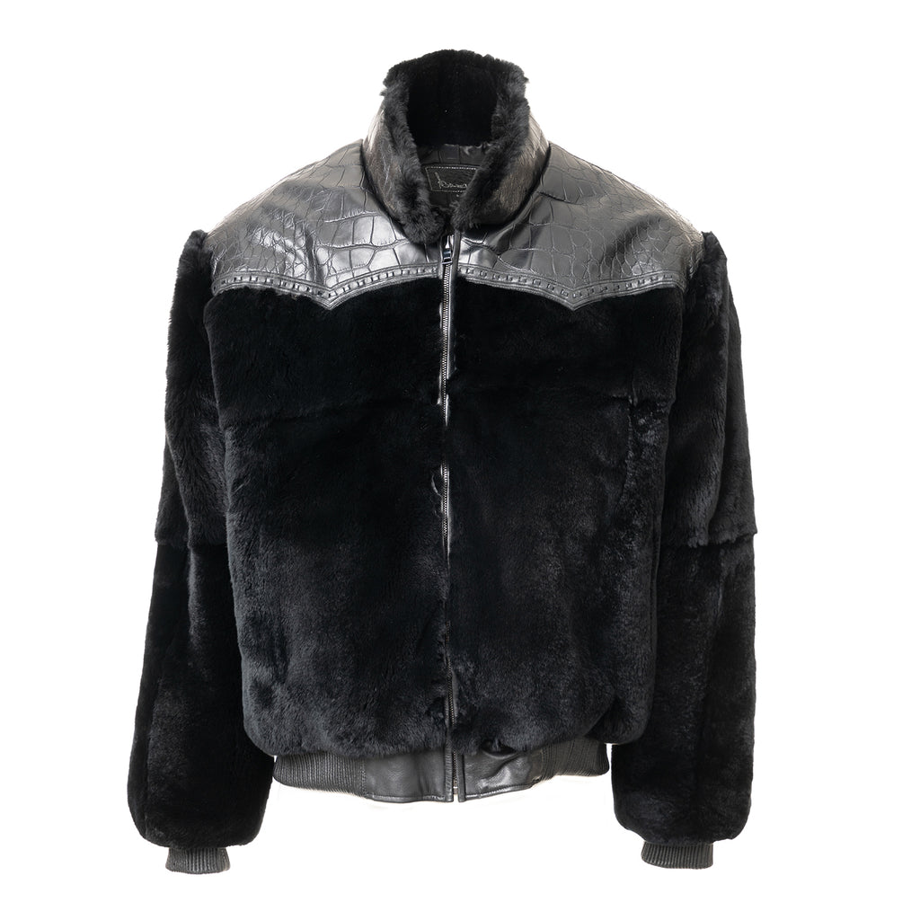 Rex Rabbit Bomber with Lizard Leather Accents