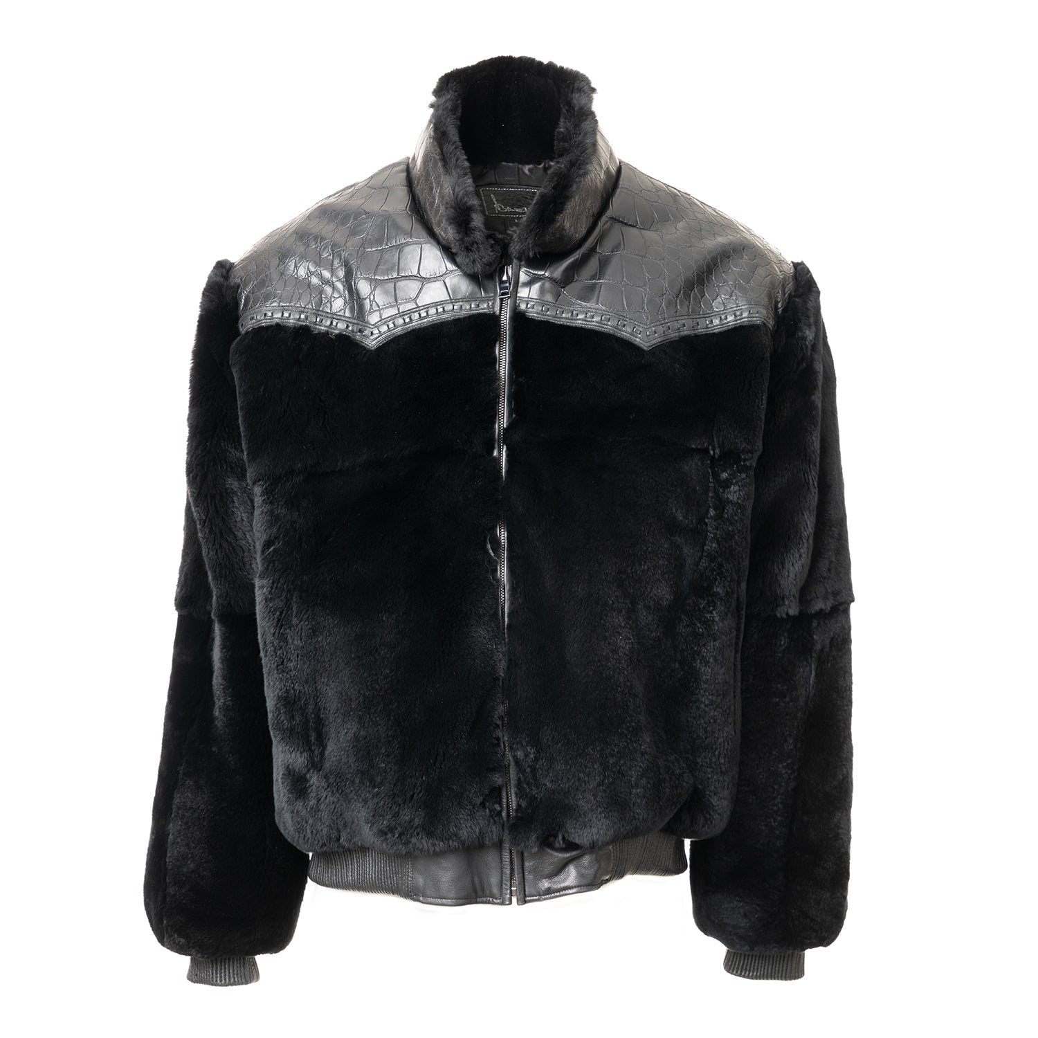 Rex Rabbit Bomber with Lizard Leather Accents