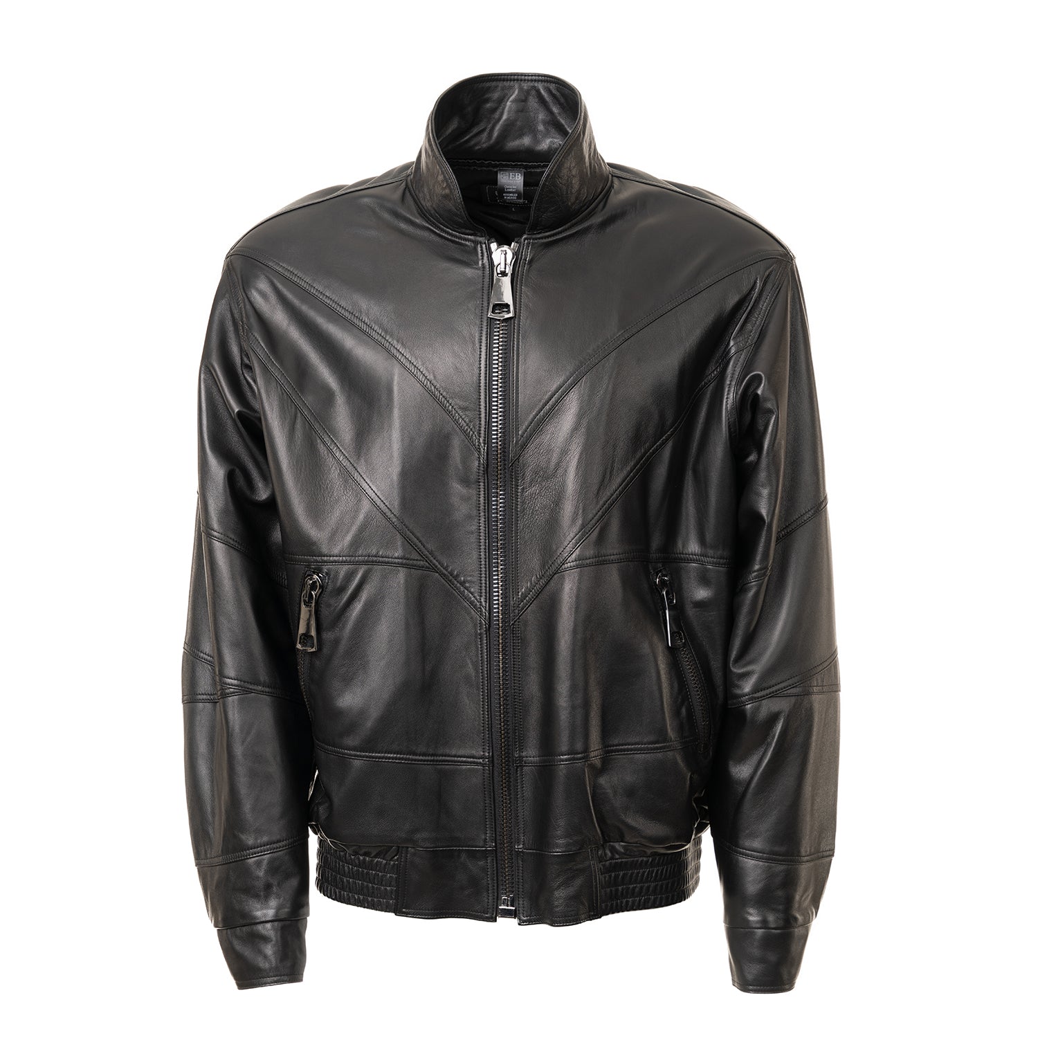 Lamb Leather Jacket with Geometric Paneling