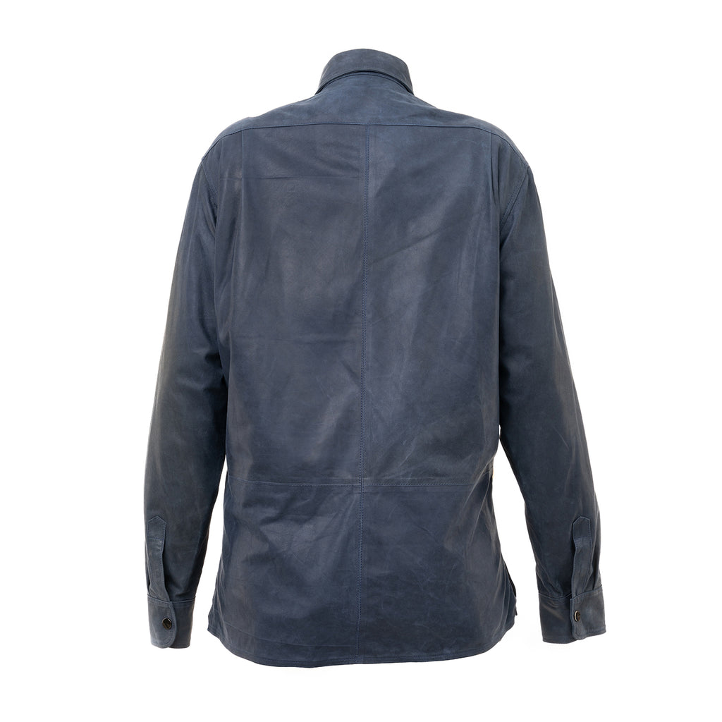 Dark Blue Lamb Leather Shirt