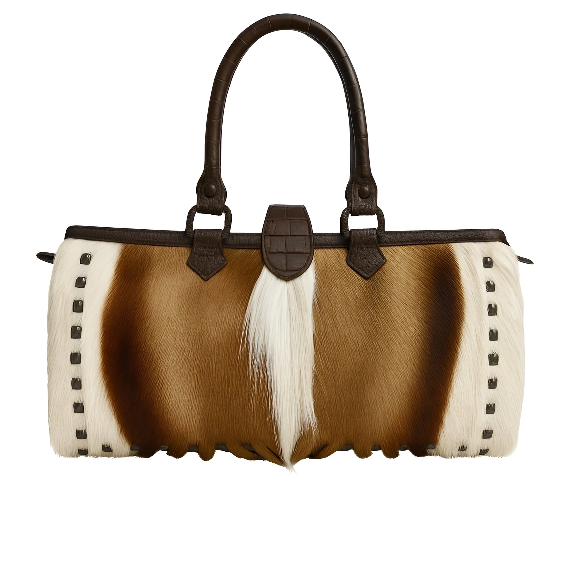Genuine Gazelle Handbag with Alligator Leather Handles