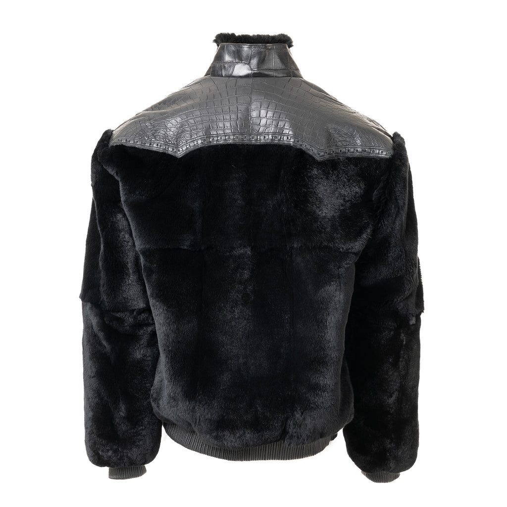 Rex Rabbit Bomber with Lizard Leather Accents