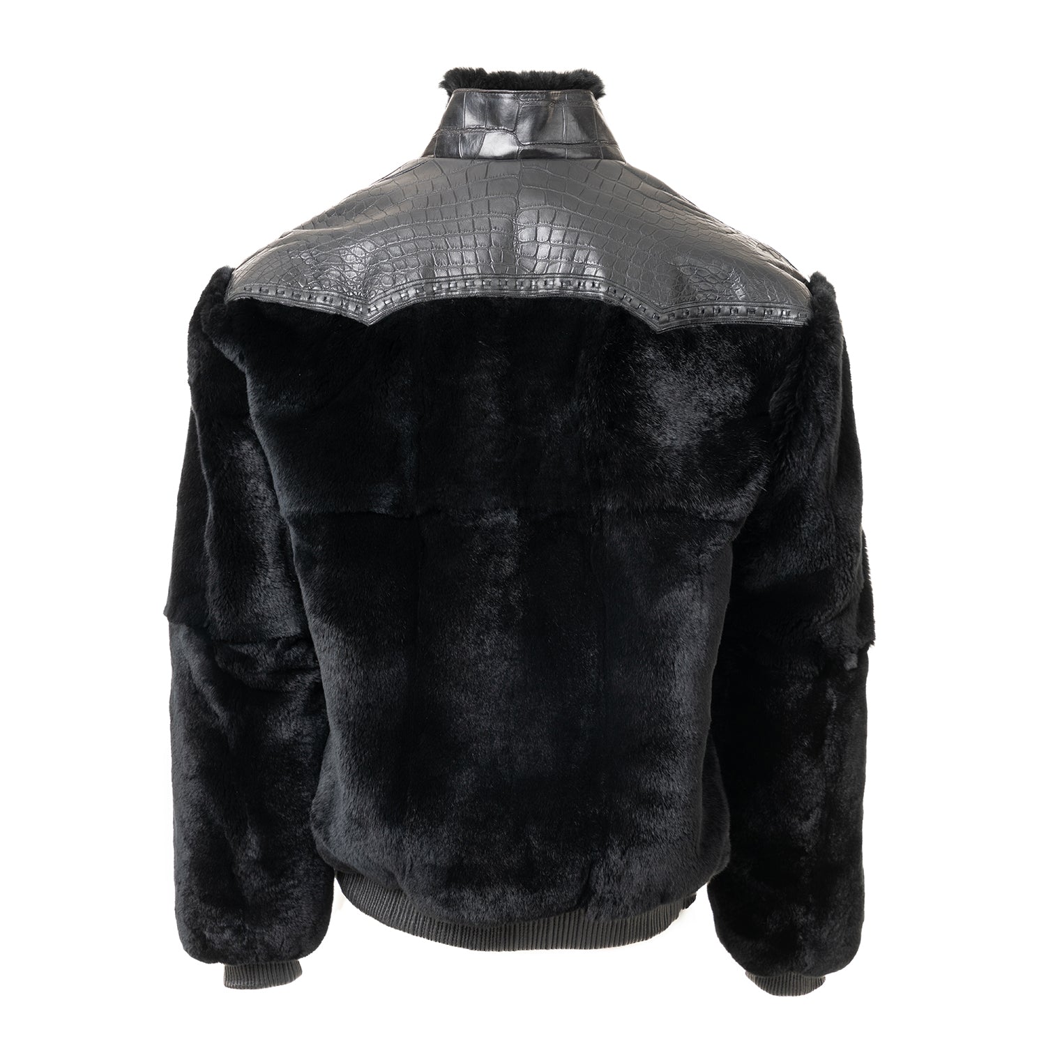 Rex Rabbit Bomber with Lizard Leather Accents