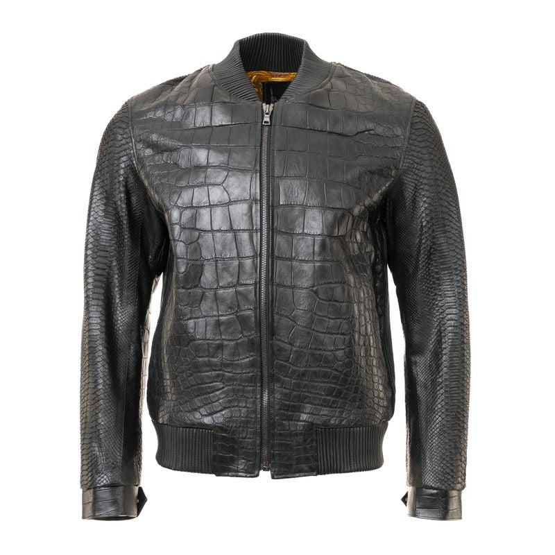 Genuine Alligator & Python Leather Bomber Jacket