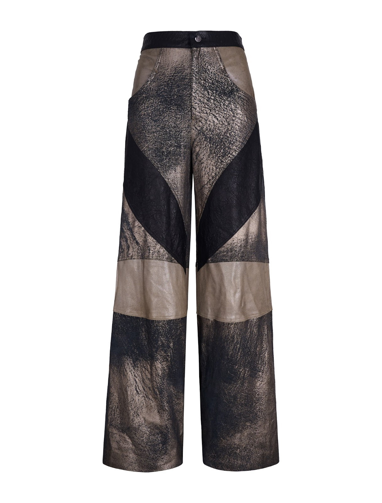 Leather Pants with Geometric Paneling