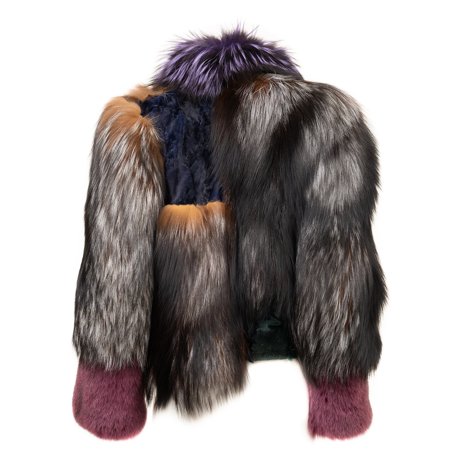 Fox Fur Jacket with Astrakhan Lamb Accents
