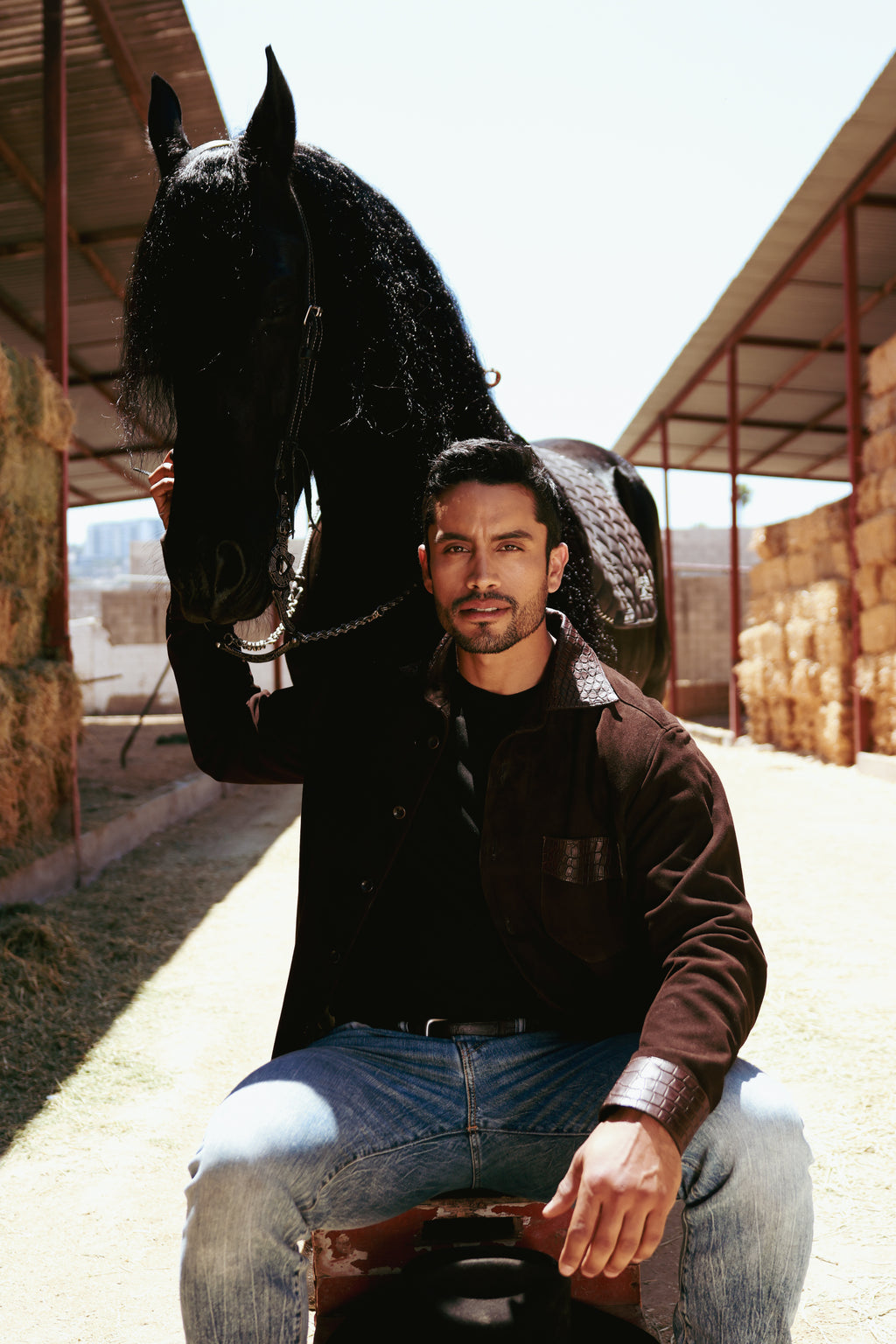Suede Shirt with Lizard Leather Accents