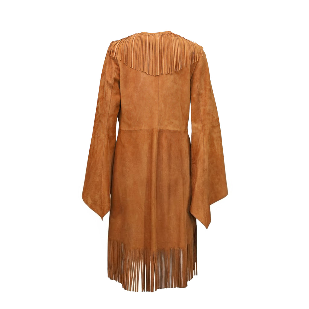 Fringed cognac suede Coat