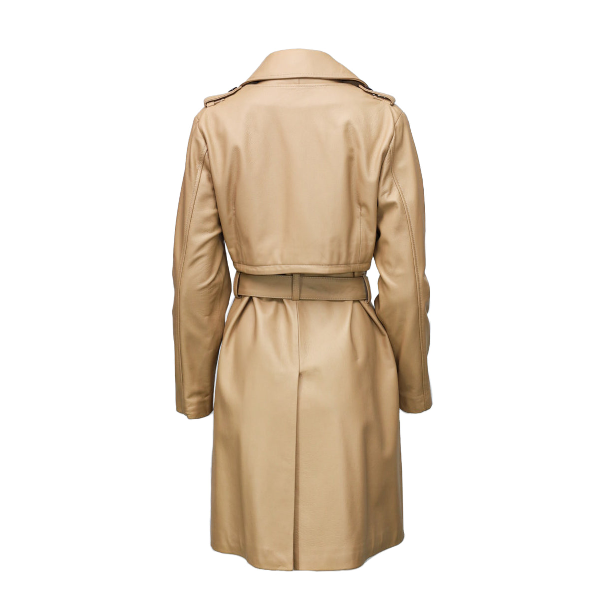 Camel Leather Trench Coat