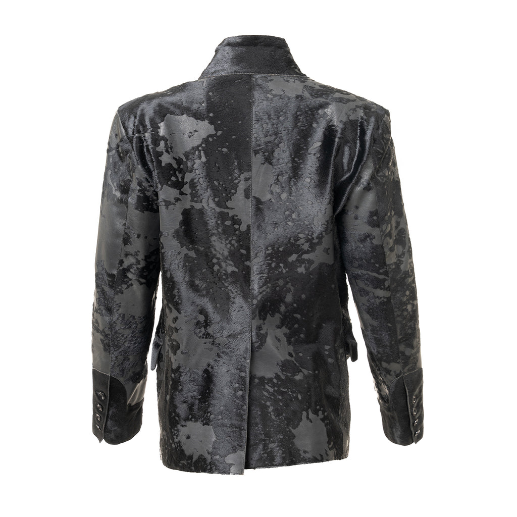 Acid-Treated Calfskin Leather Blazer