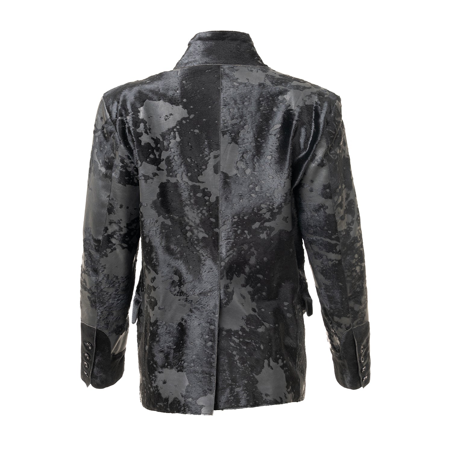 Acid-Treated Calfskin Leather Blazer