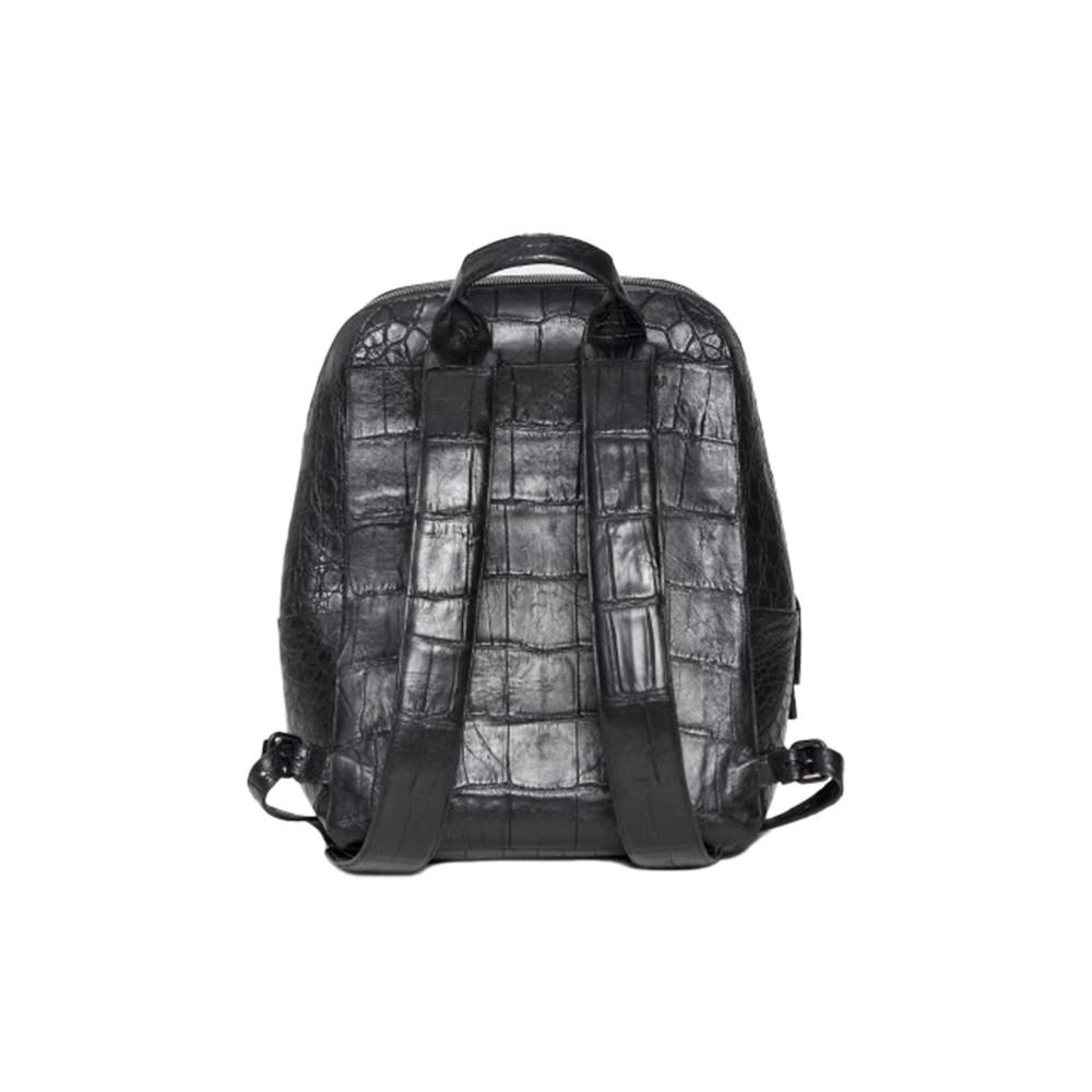 Black Alligator Leather Backpack Handbag