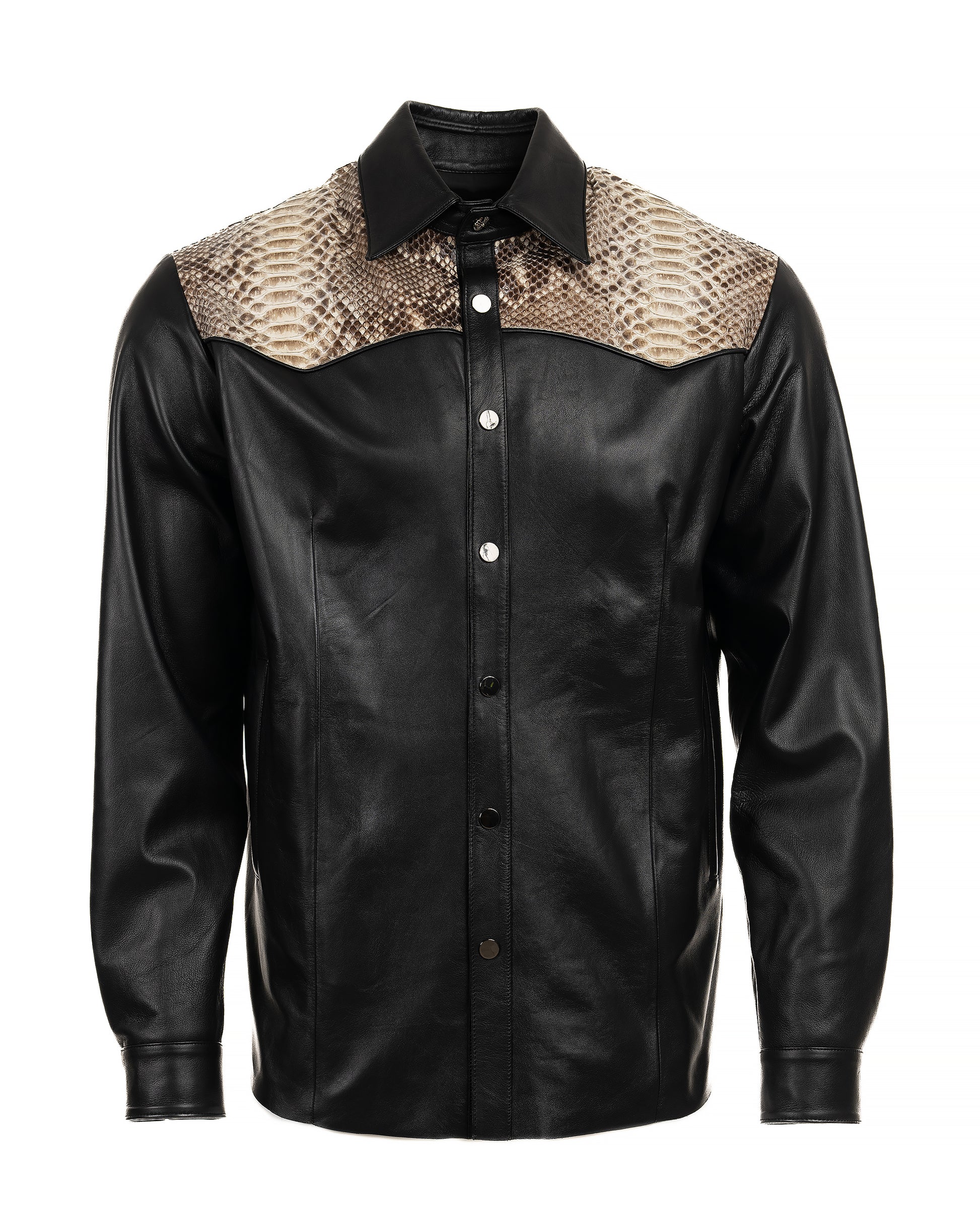 Black Leather Snakeskin Shirt