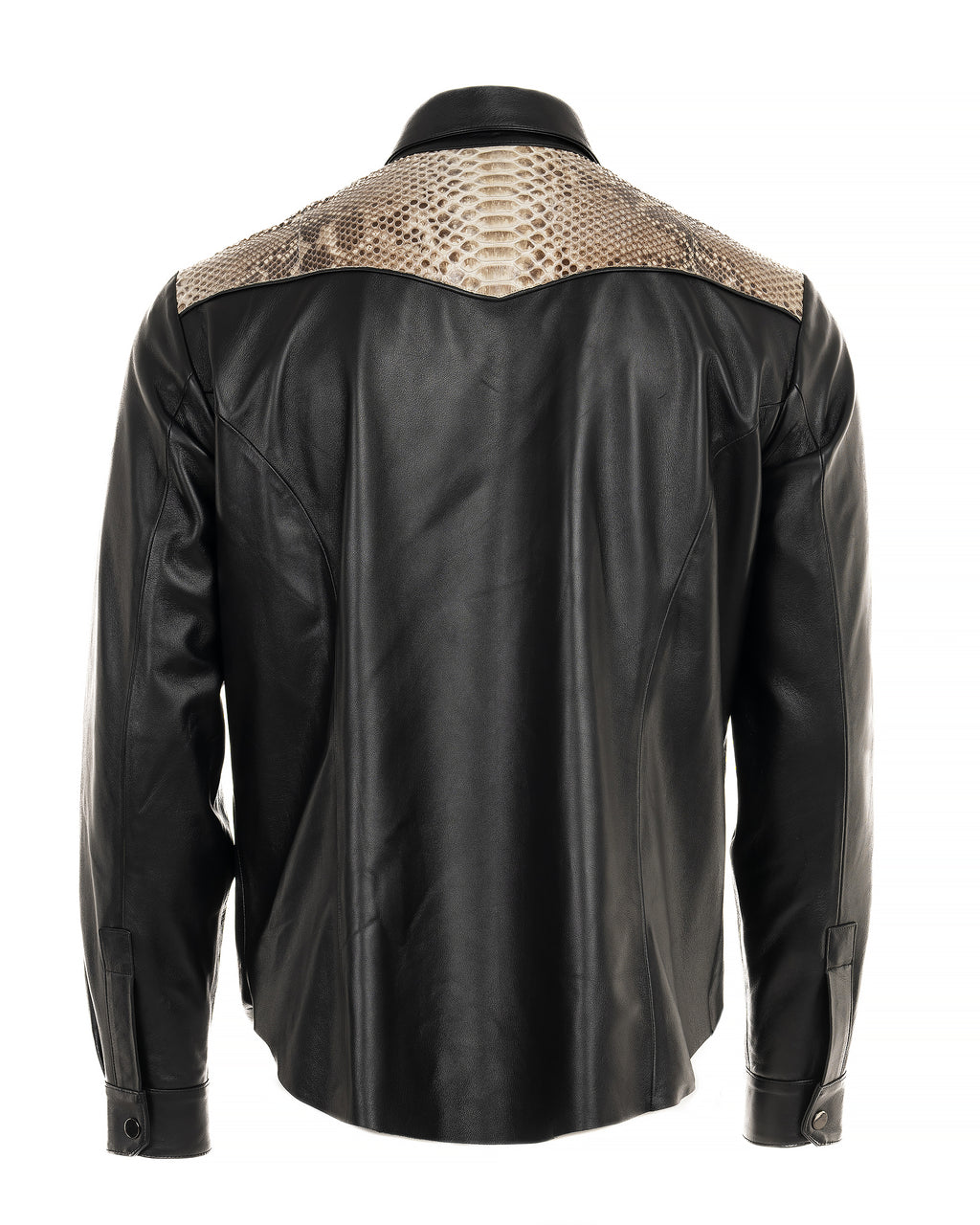 Black Leather Snakeskin Shirt