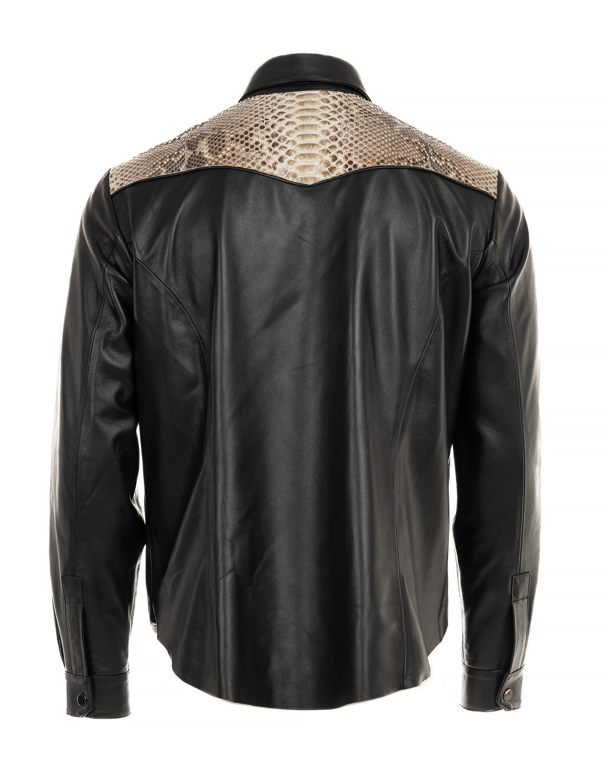 Black Leather Snakeskin Shirt