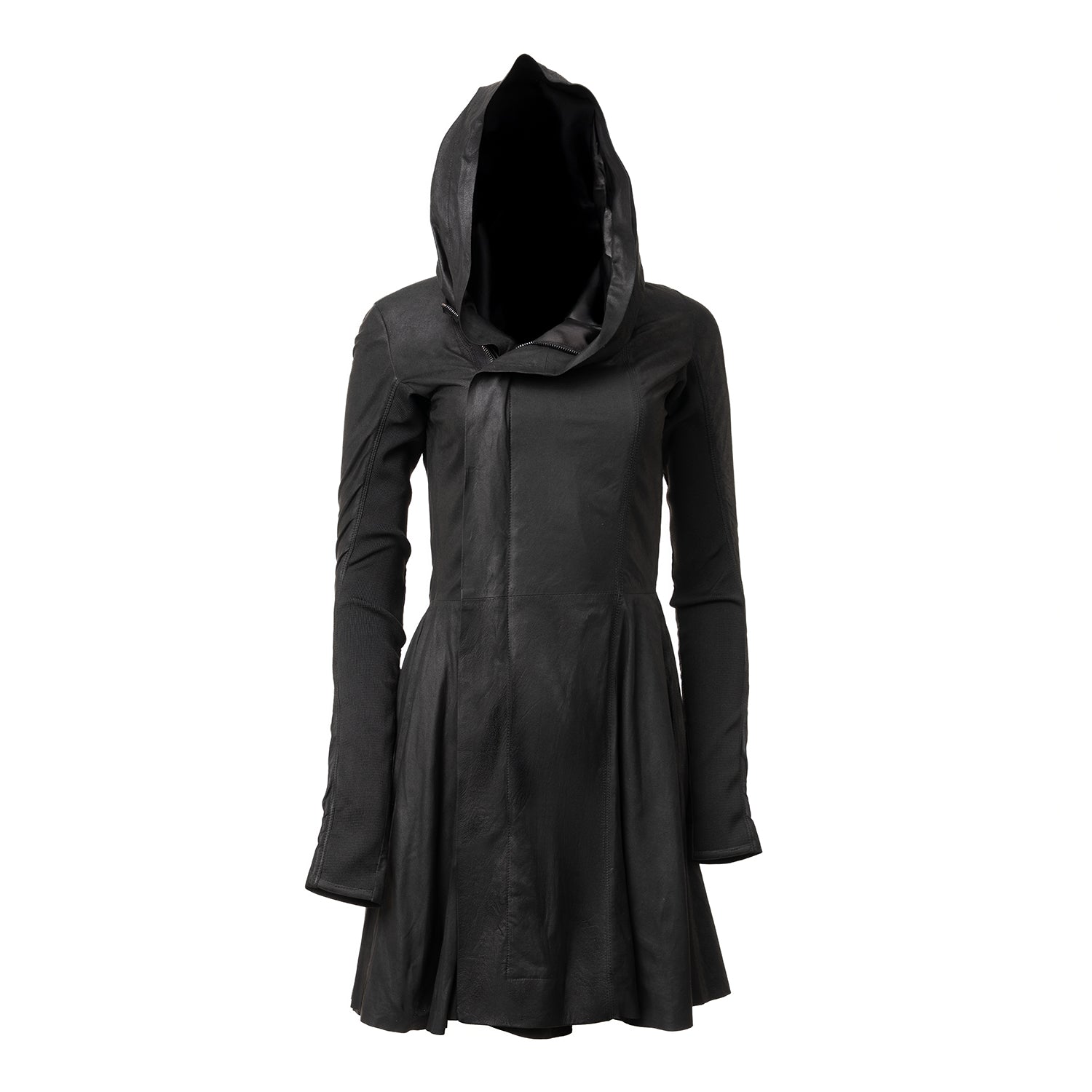 Lightweight Leather Hooded Coat