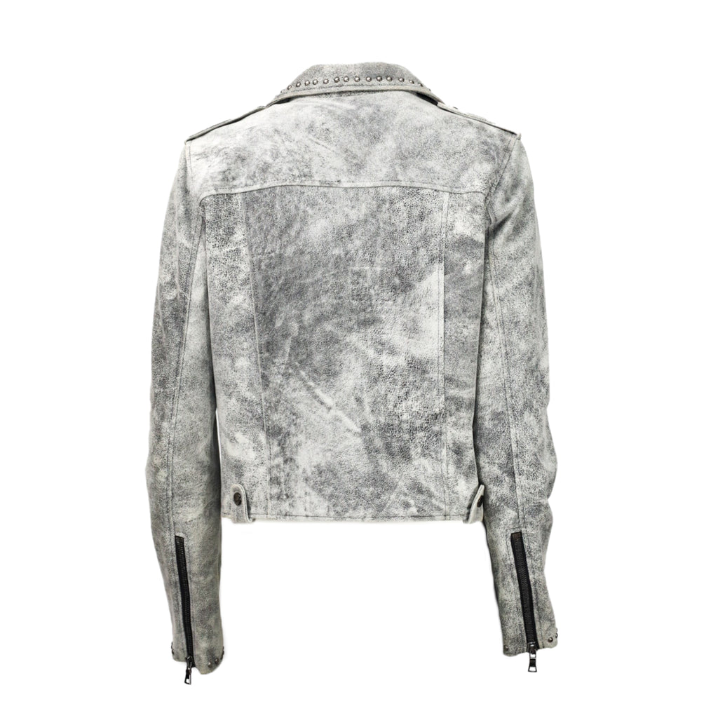 Marbled Leather Biker Jacket