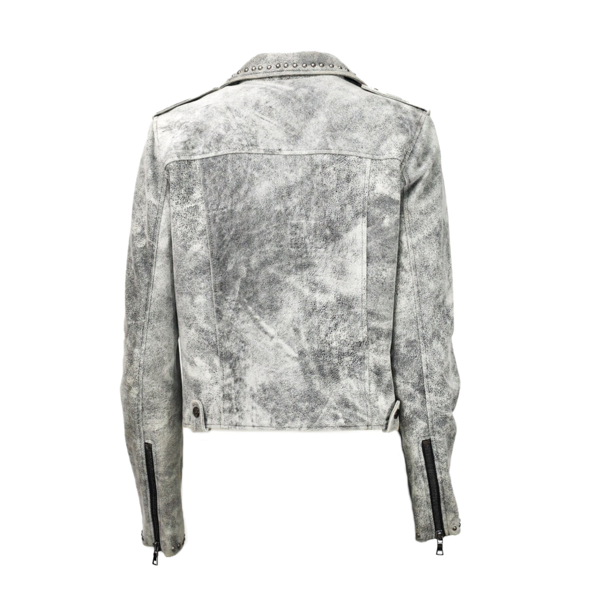 Marbled Leather Biker Jacket