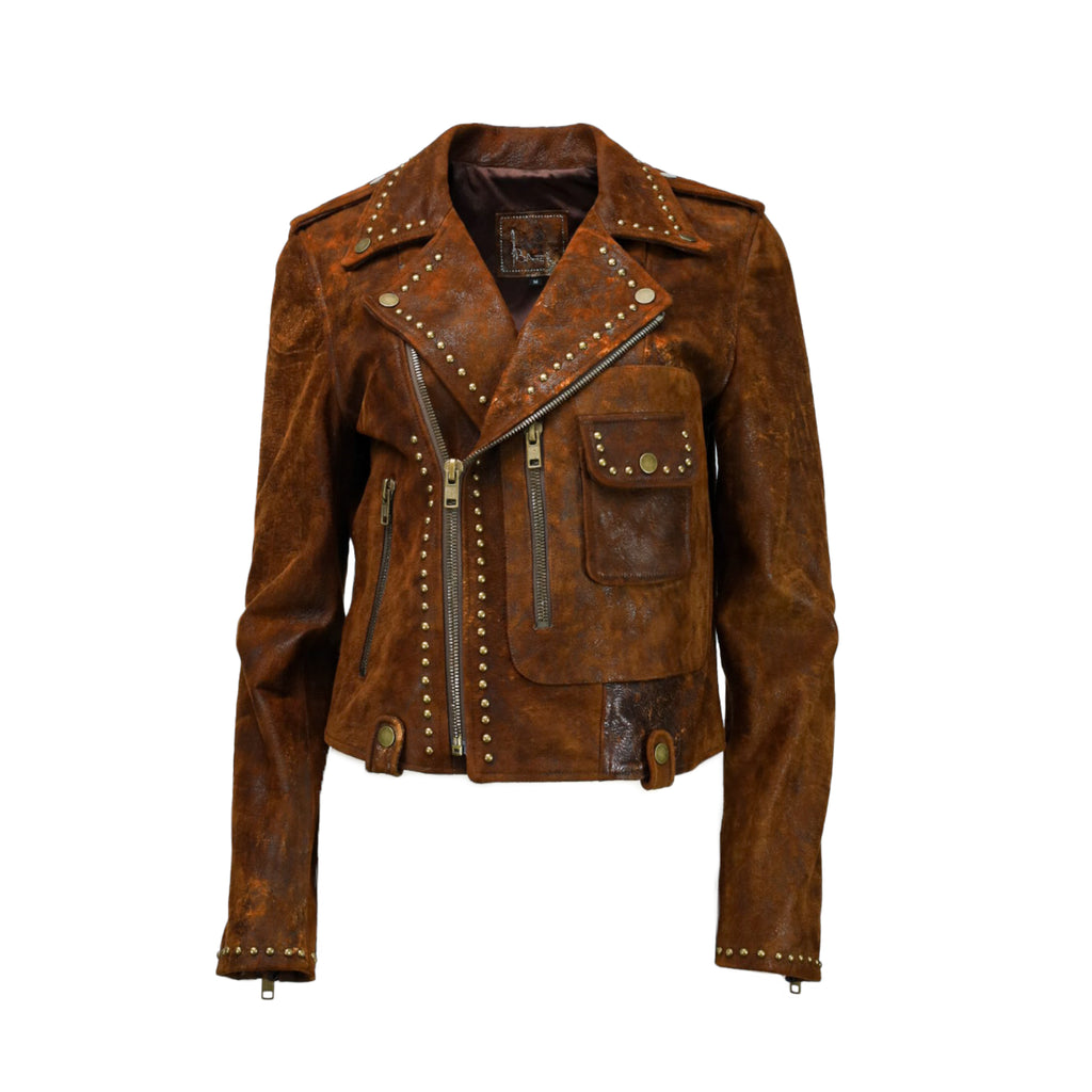 Studded Leather Biker Jacket