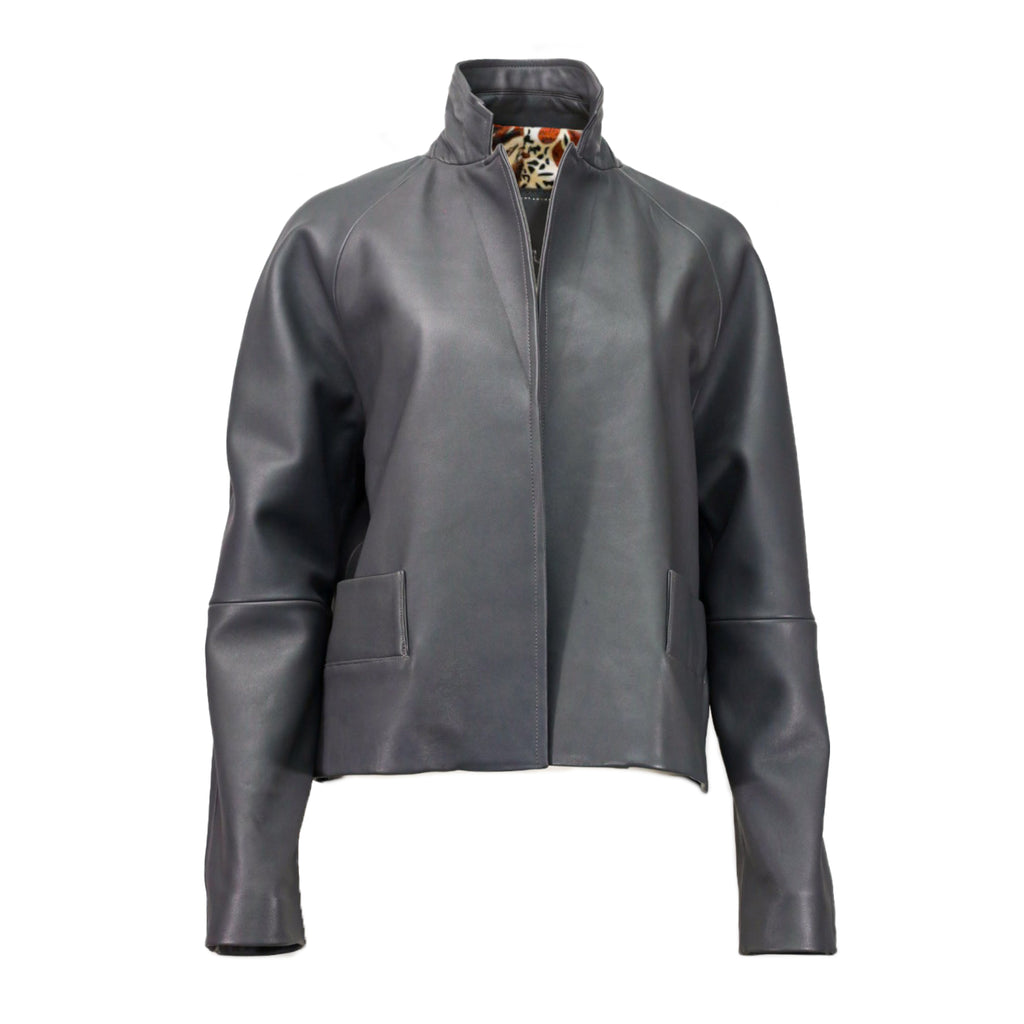 Anthracite Gray Leather Jacket