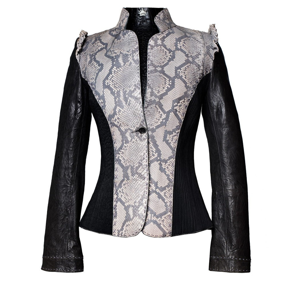 Textured Sheepskin Python Jacket – Exclusivos Baez