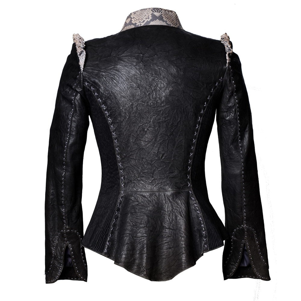 Chaqueta de piel de oveja texturizada de pitón