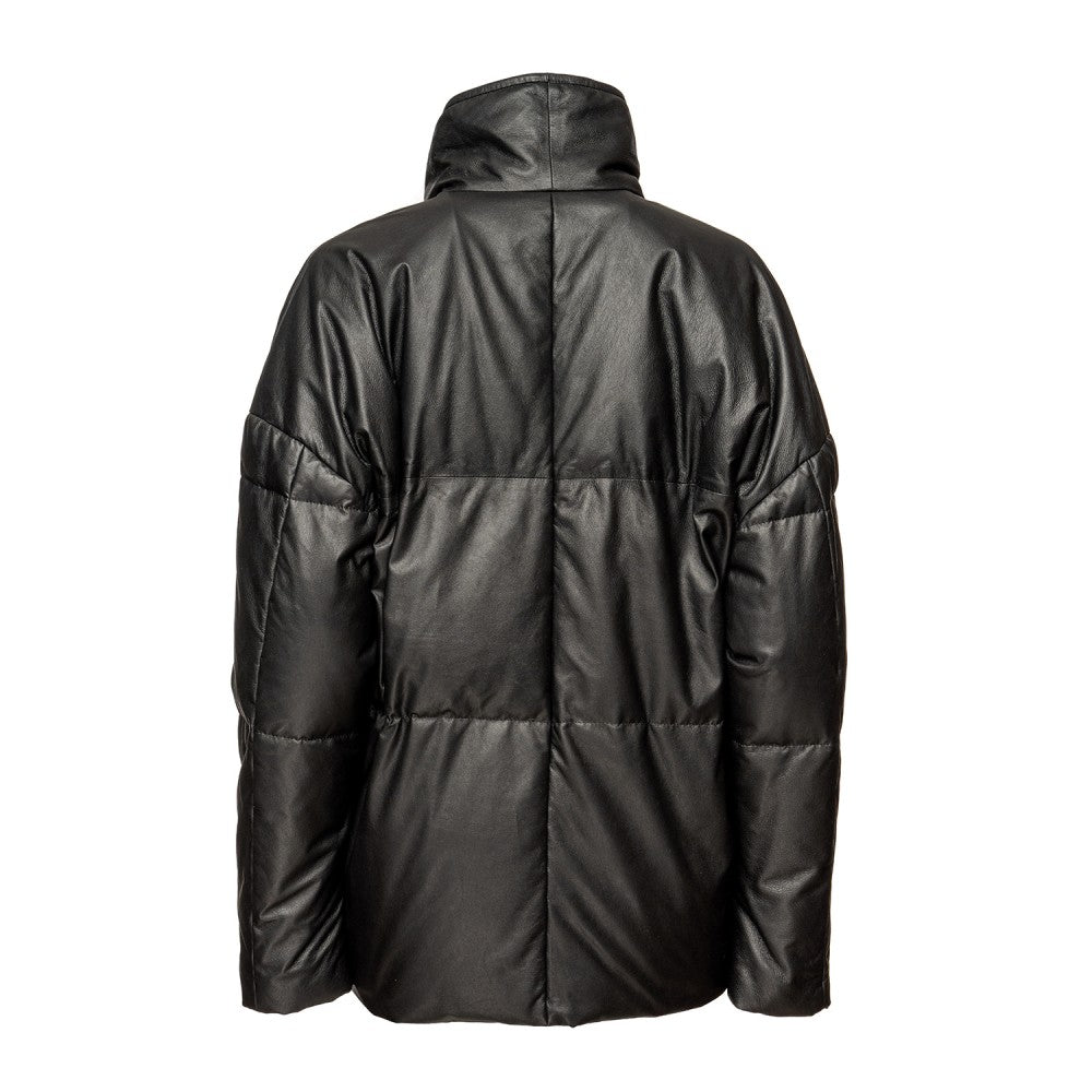 Black Sheepskin Quilted Down Jacket