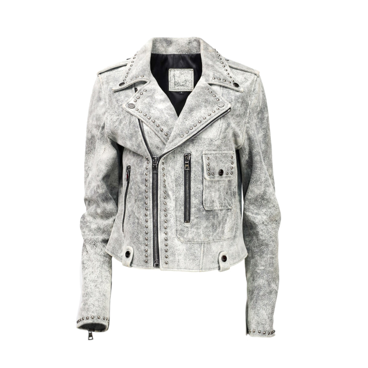Marbled Leather Biker Jacket