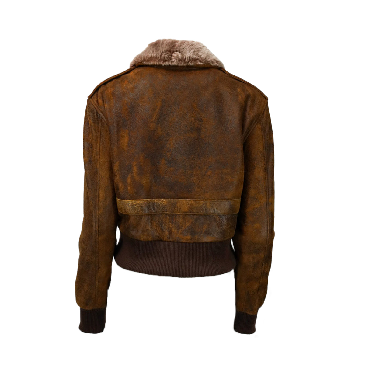 Leather Bomber Jacket with Shearling Collar
