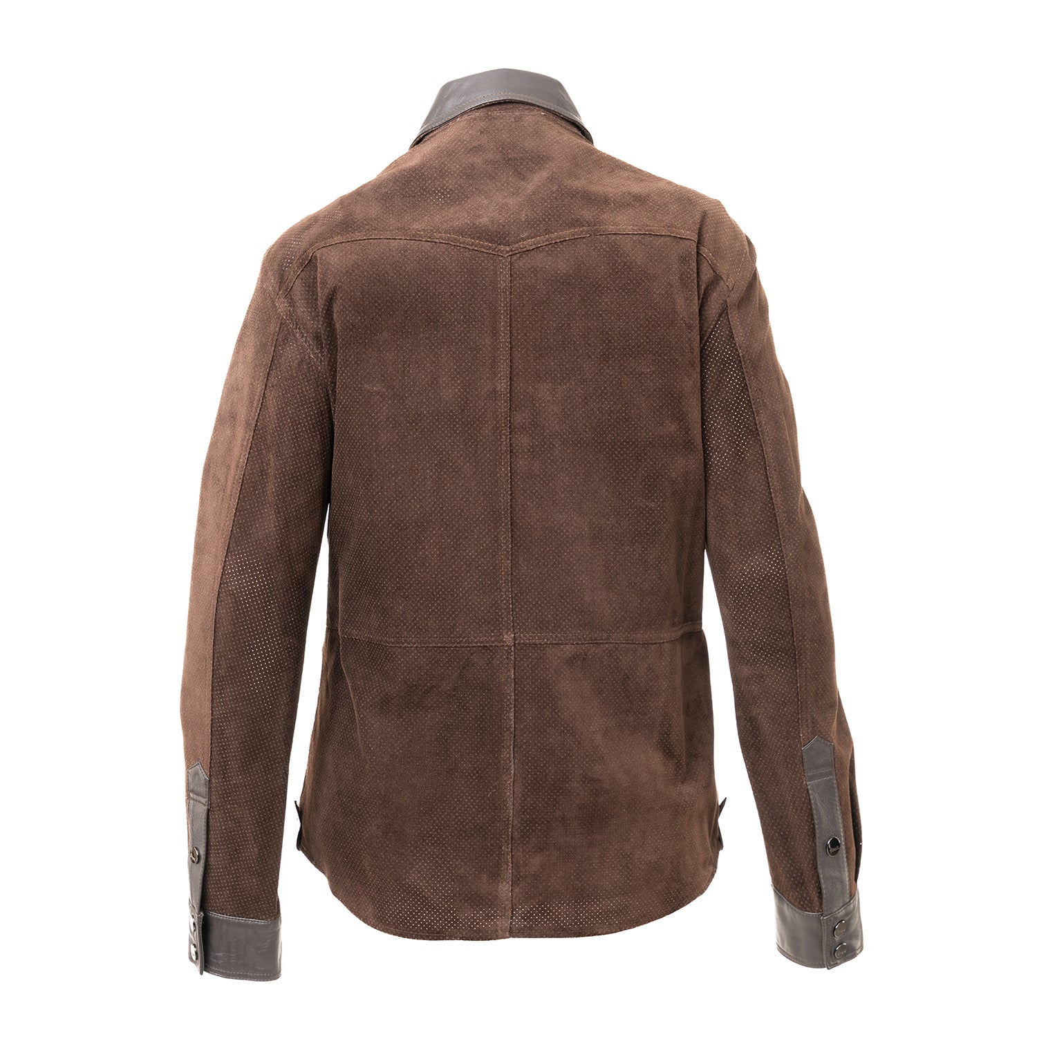 Brown Suede Shirt with Leather Accents