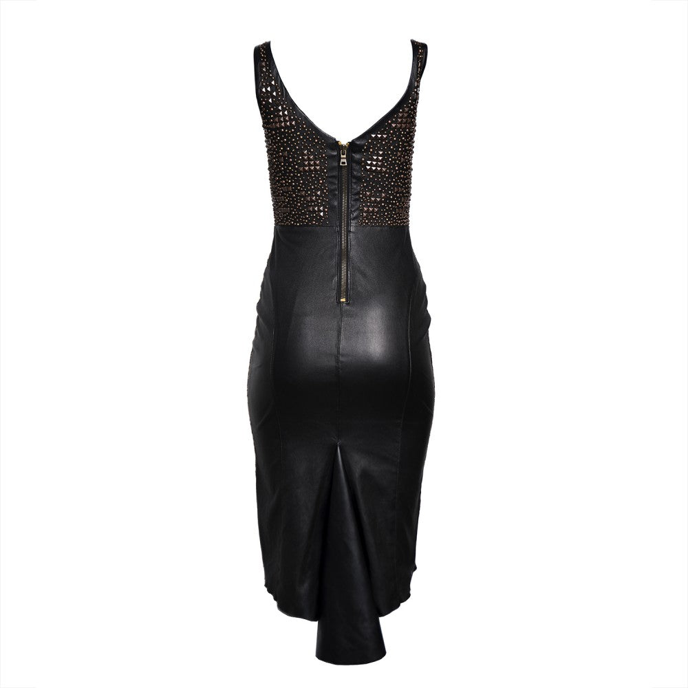 Vestido de piel de oveja con estampado de guepardo