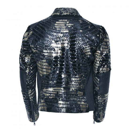 Printed leather jacket (DGMD1000)