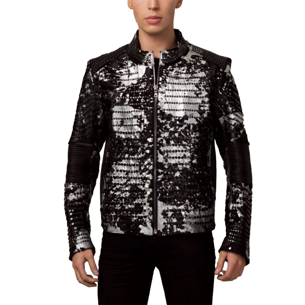 Printed leather jacket (DGMD1000)